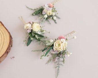 Dried Flower Hair Clip,Thistle, Wedding Hair Accessory