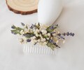 Lavender+Baby Breath+Eucalyptus Dried Flower Hair Comb, Bohemian Wedding Bridal Hair Comb, Sage Green+Purple Country Wedding Hair Comb
