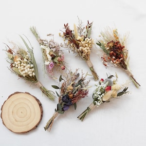Mini bouquets de fleurs séchées, cadeaux de Noël, bouquets de mariage bohèmes, cadeaux par email, bouquets de vases, cartes d'invitation, douches nuptiales