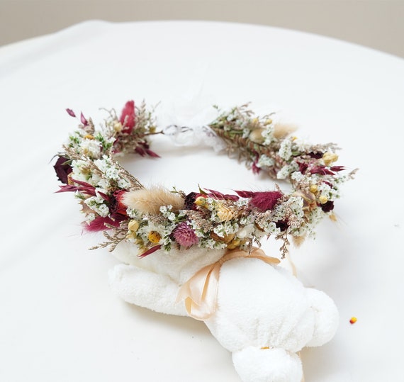 Natural Dried Flowers Crown White Daisy,pink Bridal Crown,newborn 