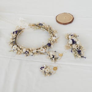Natural flower hair crown,Bohemian dried flower crown, dried flower crown, wedding hair accessories,wild flower hair crown