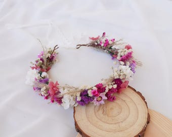 Natürliche Trockenblumenkrone, Boho Pampas Krone, ländliche Hochzeit Thema Brautkrone, Babykrone, Kinderkrone, Mädchenkrone
