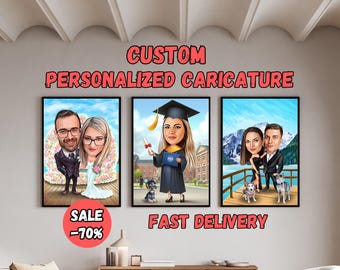 Personalized Wedding Caricature Portrait, Custom Family Caricature, Wedding Gift, Custom Caricature from Photo, Couple Cartoon Portrait