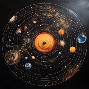 Art mural. Impression de planètes sur une image d&#39;un disque vinyle (style 1)