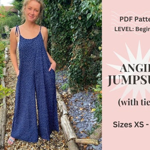 Patron de couture Angie avec liens à nouer en PDF, TP-XXL, téléchargement facile et imprimable, salopette d'été pour femme, barboteuse ample ample