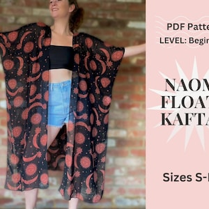 Patron de couture caftan flottant Naomi, kimono facile pour débutant (patron PDF)