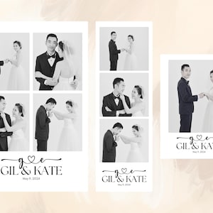 Photo Booth Wedding Template 2x6, 4x6 and 3x4 | Editable Modern Minimalist Canva Template Photo Booth Digital Template Strips 4R Polaroid