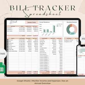 Bill Tracker Spreadsheet | Quarterly Monthly Yearly Bill Tracker Google Sheet Template Due Date Tracker Bills Payment Tracker