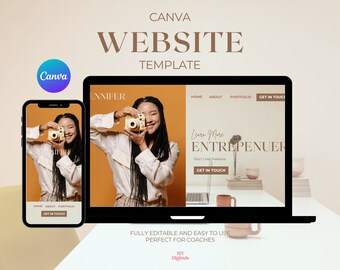 Beige Aesthetic Website Canva Template for Coaches (Digital Download)