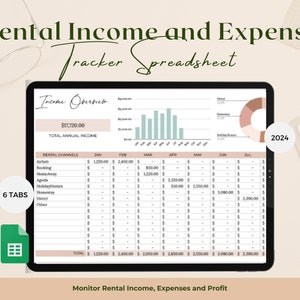 Rental Income and Expense Tracker Spreadsheet | Rental Property Tracker Rental Bookkeeping Real Estate Template Vacation Property Tracker