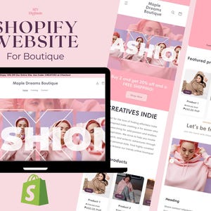 Pink Boutique Shopify Theme | Pink Boutique Shopify Template Feminine Minimal Aesthetic Design Editable Canva Templates Shopify OS 2.0 Theme