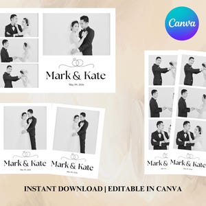 Photo Booth Wedding Template 2x6, 4x6 and 3x4 | Editable Modern Minimalist Canva Template Photo Booth Digital Template Strips 4R Polaroid