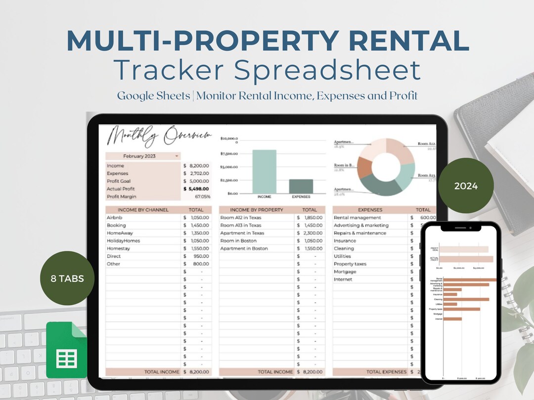 Rental Property Tracker Spreadsheet | Airbnb Host Template (digital ...
