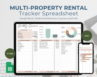 Mietobjekt-Tracker Tabelle | Airbnb-Gastgeber-Vorlage (Digitaler Download)