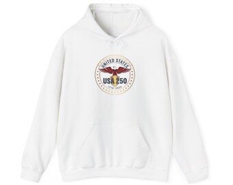 Felpa con cappuccio USA 250 Eagle Crest / 250° anniversario del 4 luglio, stemma vintage patriottico