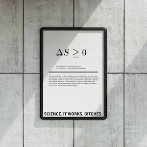 Second Law of Thermodynamics Digital Download Poster - Minimalist Science Wall Art