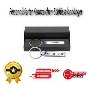 Personalisierter Kennzeichen-Schlüsselanhänger beidseitig individuell bedruckt Nummernschild Minischild Auto Kfz  Geschenk Muttertag