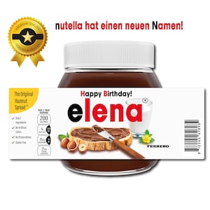 Crema spalmabile al cioccolato personalizzata, etichetta adesiva in vinile impermeabile di alta qualità, regalo di San Valentino, compleanno, anniversario, bomboniere Nutella personalizzate