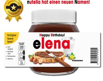 Etiqueta de vinilo personalizada para untar chocolate, de alta calidad, resistente al agua, ideal para San Valentín, cumpleaños y aniversarios. Regalo personalizado de Nutella.