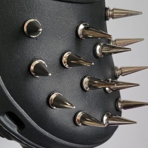 Metal Shoe Charms. Gothic style accessories. Bullet spikes charm. Silver cone stud 1&#39;&#39;. Gothic shoe charms. Spikes rivets Shoe Accessories