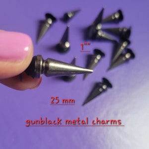 Shoe Decoration-Gothic style accessories-Rivet Shoe Charm-black color spike cone stud 1&#39;&#39;-Metal Shoe Charm-Bullet spike charm shoe charm