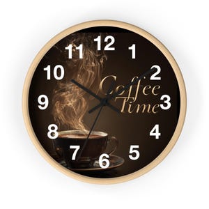 Coffee Time Wall Clock, Modern Home Decor, Kitchen Accessory, Gift for Coffee Lovers, Unique Timepiece