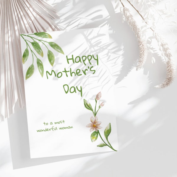 Happy Mother's Day Printable Digital Card for wife / from daughter  To A Most Beautiful Women Mother's day gift Card