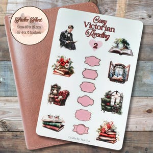 Stickers de scrapbooking pour un journal sur le thème de la lecture victorienne confortable | Cadeau pour les amateurs de scrapbooking | Belle décoration littéraire pour maman