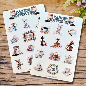 Foglio di adesivi per il caffè di Pasqua per scrapbooking / Per tutte le tue esigenze di journaling / Ottimo per gli amanti del caffè / Il miglior regalo di compleanno per la mamma
