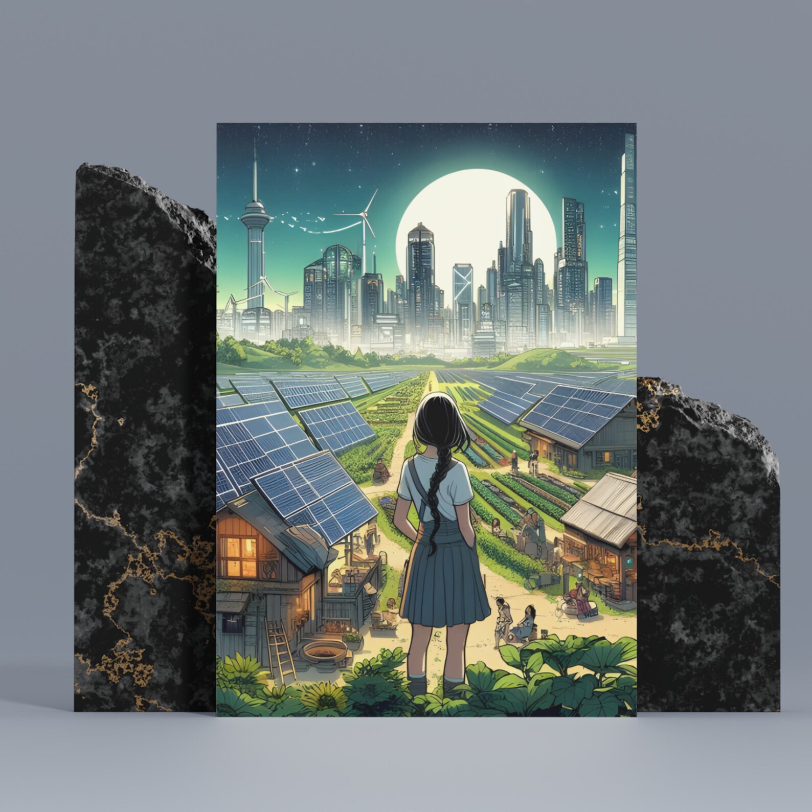 Solar Punk Visual Design Solarpunk Cityscape Anime Art Print, Ecological Futuristic Design - Etsy