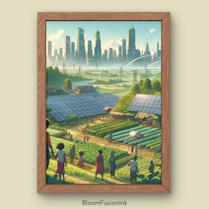 Solarpunk Farm Poster Digital Art Series 15