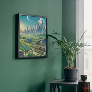 Solarpunk Farm Poster Digital Art Series 17