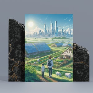 Solarpunk Farm Poster Digital Art Series 13