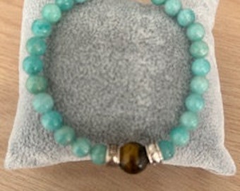 Bracelet en amazonite et oeil de tigre