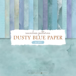 Stoffig blauw papier texturen – Naadloze patronen van gescheurd papier, vintage grunge-achtergronden (digitale download JPG)