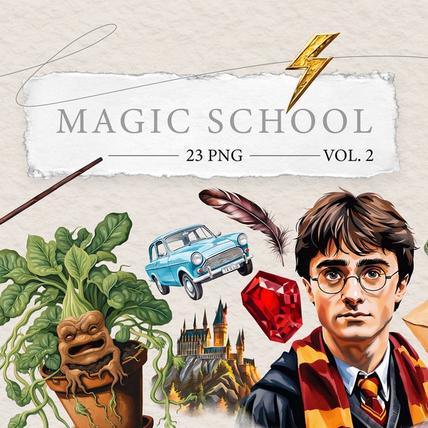 Magic School Clipart Vol.2 | HP Wizardry Castle Elements | Wizard Design Illustrations | 23 PNG | Watercolor Digital Sticker | Mandrake Art