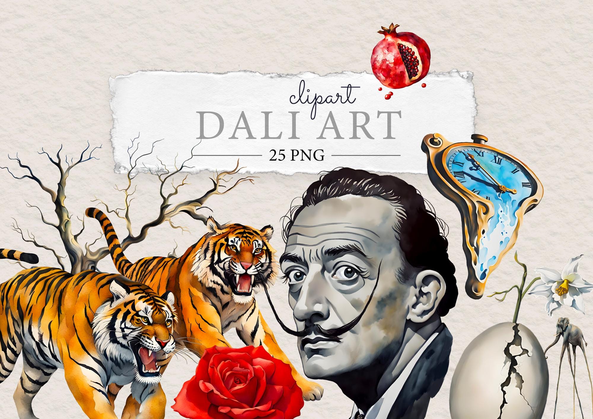 Salvador dali klok - Etsy België, image size:2000x1414
