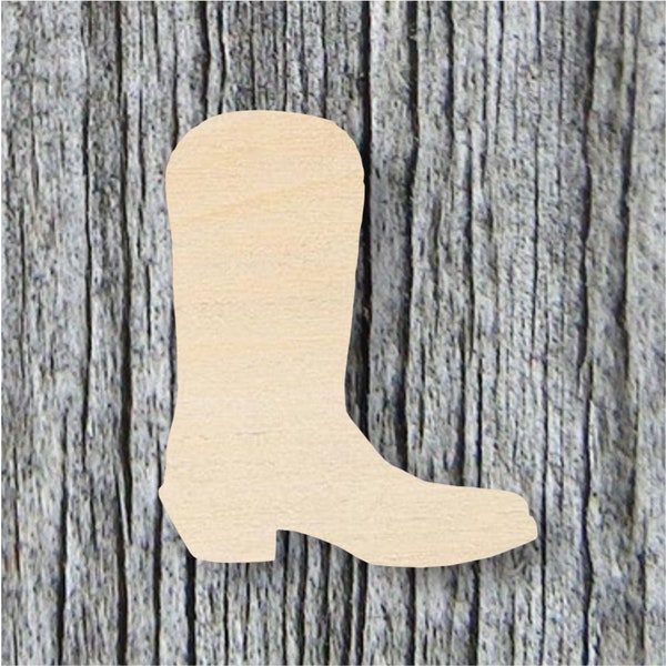 Cowboy Boot Wood Shape, Unfinished Wood Western Boot Cutout for Painting, Scrapbooking, Texas Gift, Horse Crafts  1/8" Thickness