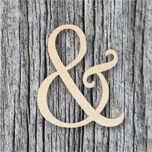 Ampersand Wood Shape, Unfinished Wood Cutout for Reader Gift, Book Lover Gift, Decoration, Scrapbooking, Ornament, Baltic Birch 1/8" Thick