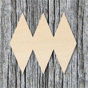 Midcentury Modern Triple Diamond Wood Shape, Unfinished Wood Cutout for Graduation Gift, Wall Art, Scrapbooking, Baltic Birch 1/8&quot; Thick