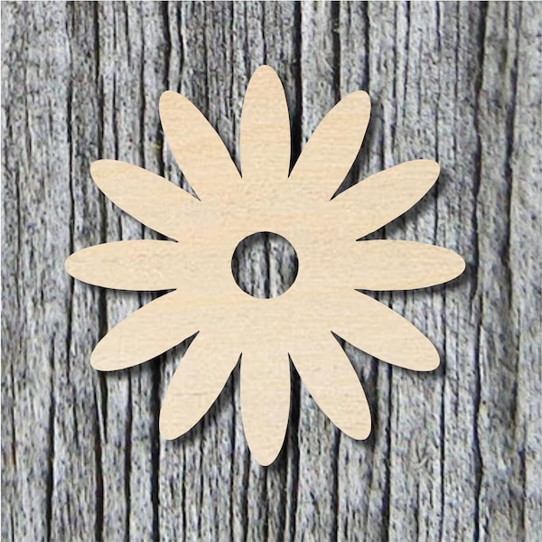 Daisy Wood Shape, Unfinished Laser Cut Wood Cutout for Painting, Scrapbooking, Ornament, Jewelry, Baltic Birch Wood 1/8" Thick