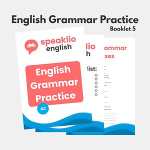 A2 English Grammar Practice Booklet 5 PDF | ESL Worksheet with Verb Tenses, Articles, Prepositions, Pronouns, Adjectives & Exercises