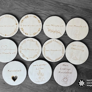 Jalons en bois, Cartes jalons, Ma première année, Chaque mois, Cadeau de naissance, Baby Shower, Bois, Bébé, Cartes en bois
