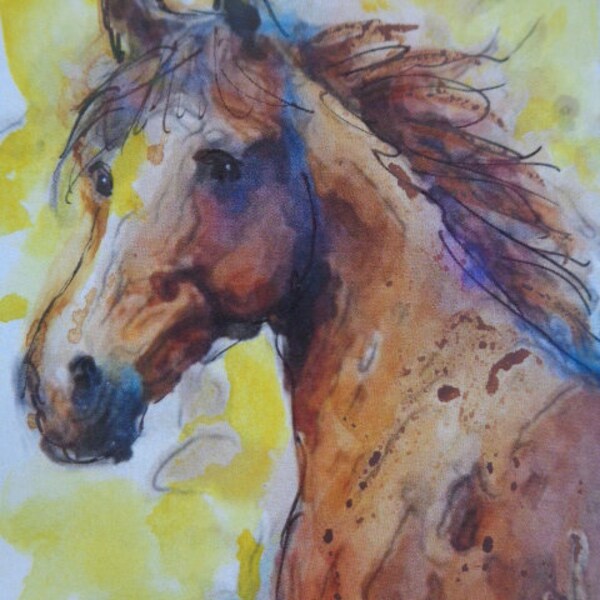 ACEO Sketch Country Farm BROWN HORSE  Art