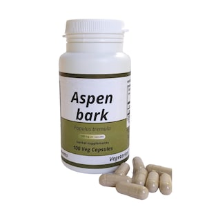 Aspen Bark Capsules  - 500 mg Vegan Capsules Herbal  Populus Tremula