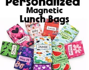 Bolsa de almuerzo personalizada para niños, bolsa de almuerzo magnética enrollable, bolsa de almuerzo escolar con aislamiento, bolsa reutilizable para refrigerio colgante para refrigerador