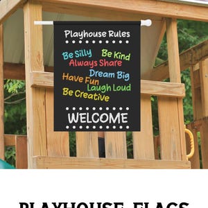Kids Playhouse flag, kids gifts, Clubhouse flag, tree house Banner, playhouse rules.