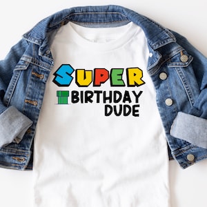Personalized Mario Birthday Shirt, Toddler size themed birthday Shirts, Mario birthday party for boys. *Toddler  sizes*