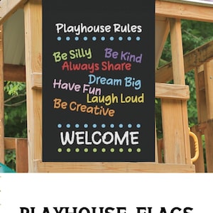 Kids Playhouse flag, kids gifts, Clubhouse flag, tree house Banner, playhouse rules. Girl Play house Flags. neutral colors