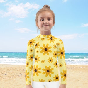 Sun flower, Kids Rash Guard Kids Swim Shirt. Kids swim wear